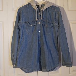 H&M Jean Shirt/Jacket with Hood